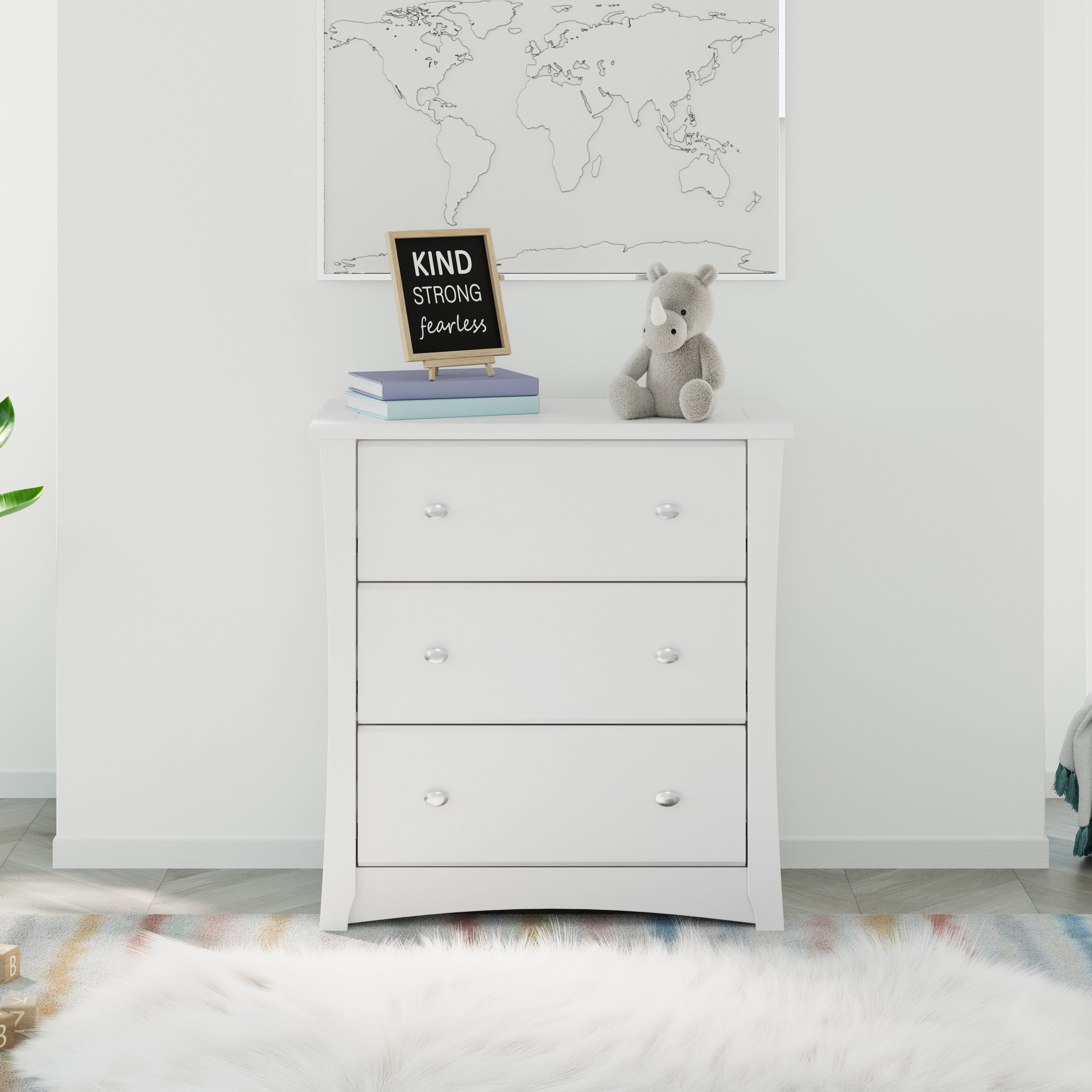 Storkcraft Crescent 3 Drawer Modern Dresser White