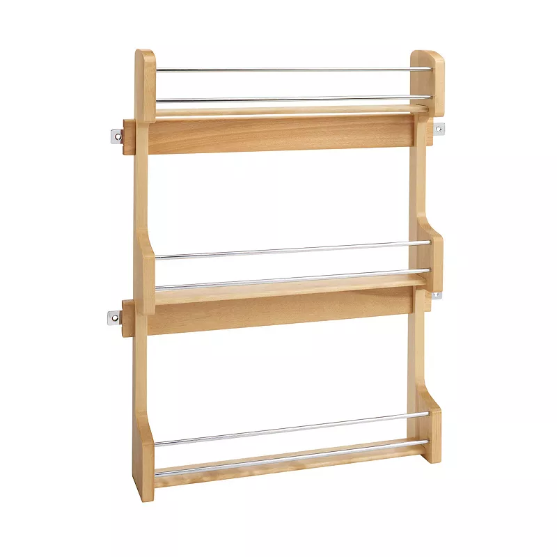 Rev-A-Shelf 4SR-21 21-Inch Cabinet Door Mounted Wood 3-Shelf Storage Spice Rack