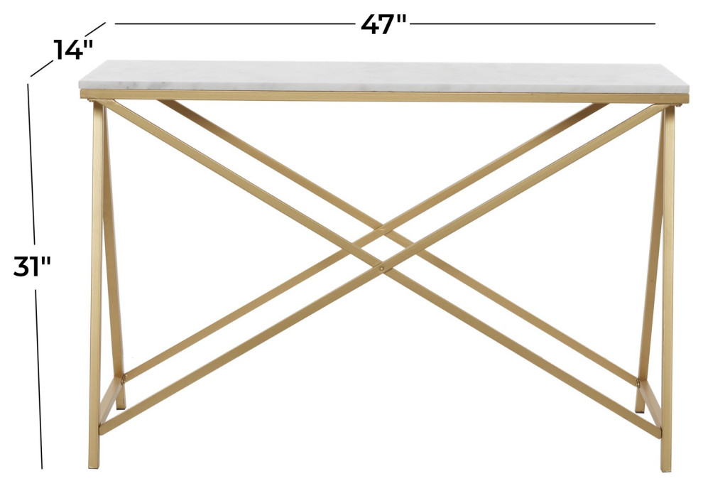 Contemporary Console Table  Crossed Metal Base  ampElegant Marble Top  Gold/White   Contemporary   Console Tables   by Decor Love  Houzz