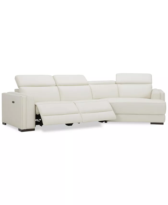 Furniture Jenneth 3-Pc. Leather Sofa with 2 Power Motion Recliners and Cuddler