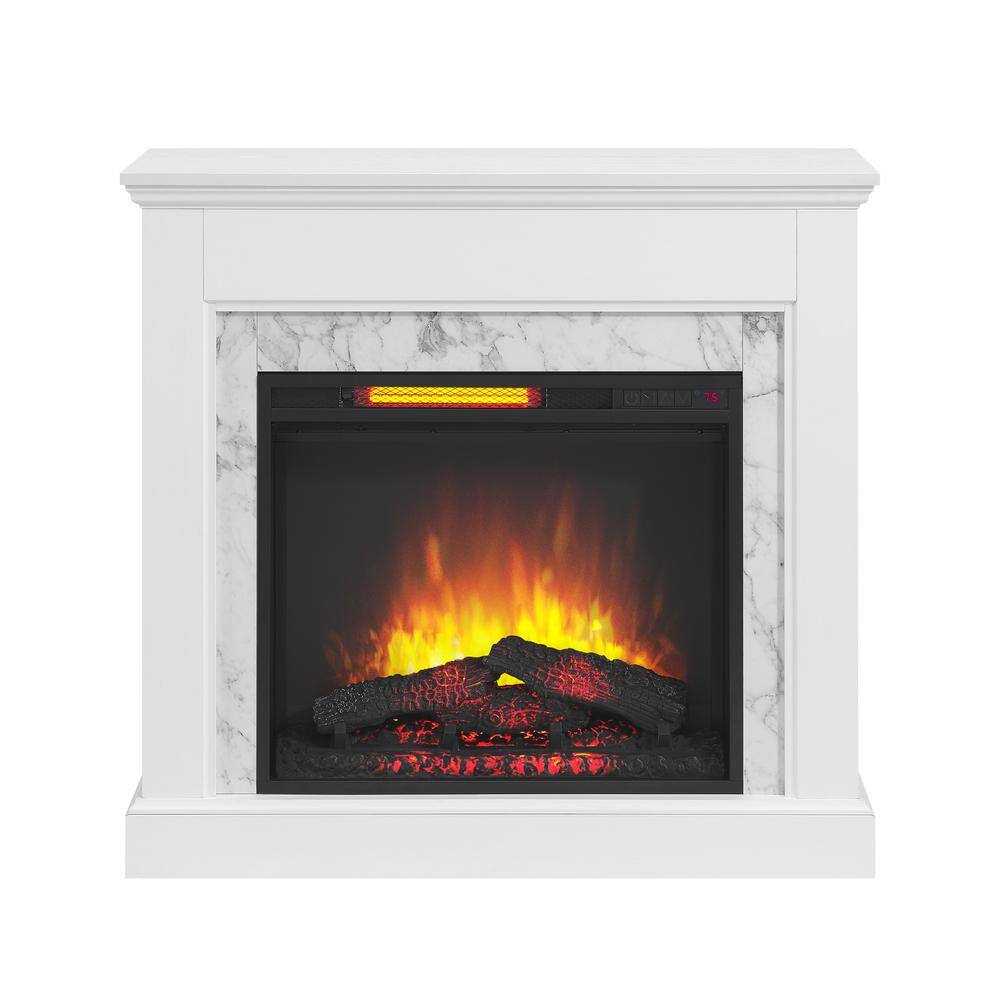 Home Decorators Collection Northglenn 36 in. Freestanding Faux Marble Surround Electric Fireplace in White Oak 1418FM-23-251