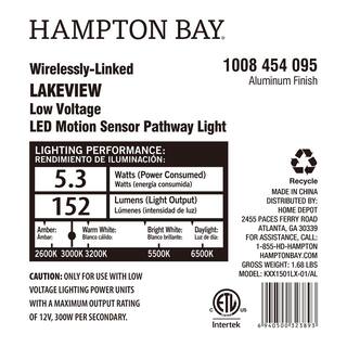 Hampton Bay Lakeview Low Voltage Silver Hardwired LED Weather Resistant Path Light KXX1501LX-01AL