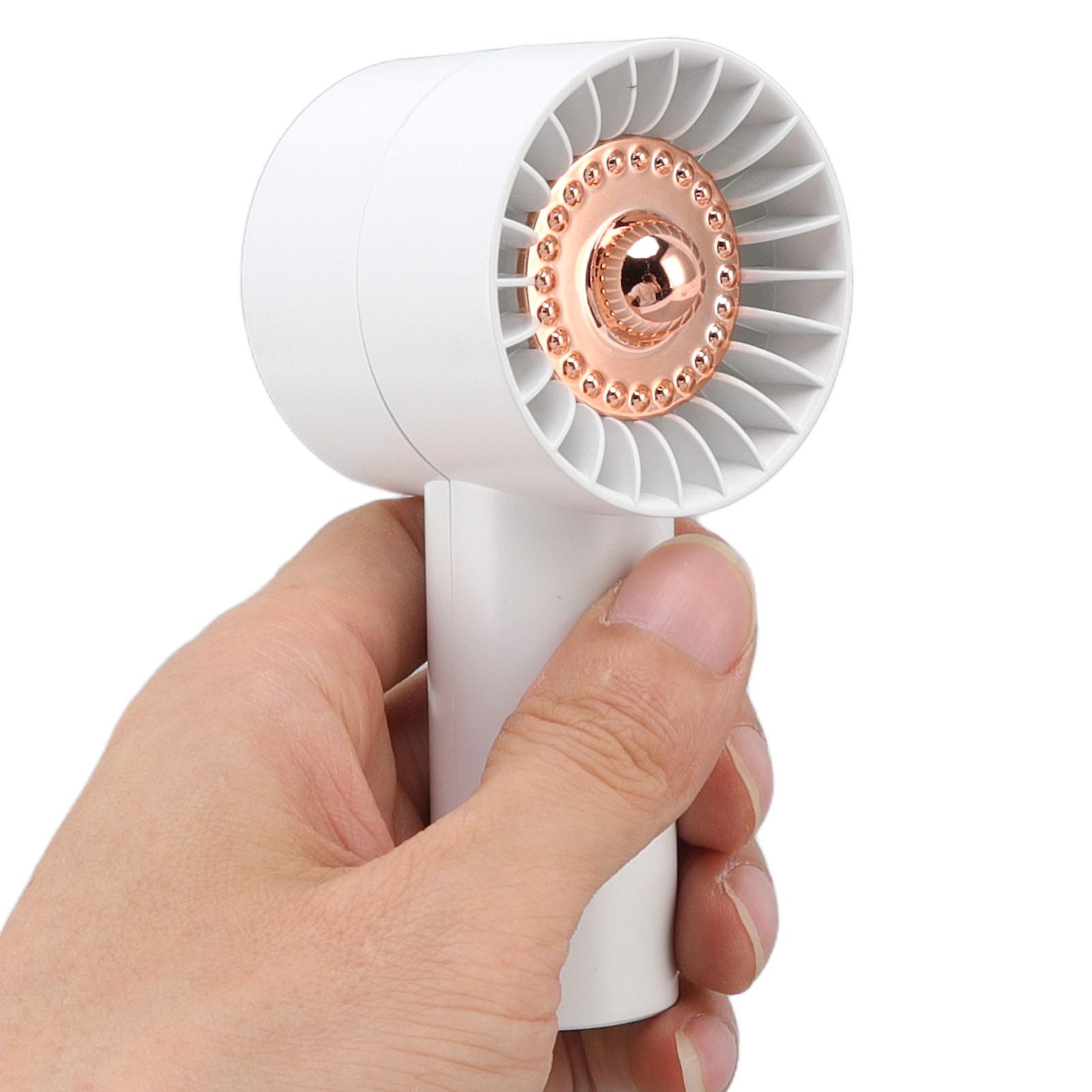 Handheld Mini Fan Three Level Wind Adjustment USB Charging White Portable Handheld Fan with Night Light