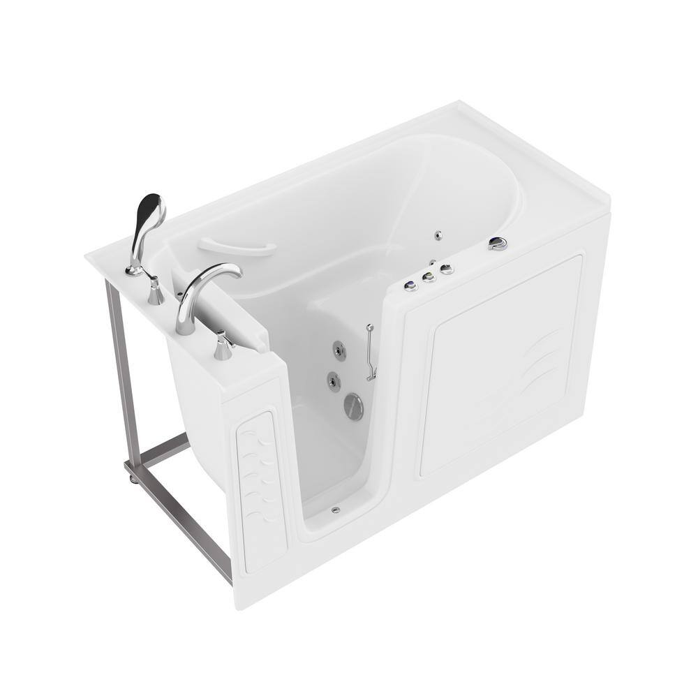 Universal Tubs HD Series 60 in. Left Drain Quick Fill Walk-In Whirlpool Bath Tub with Powered Fast Drain in White HD3060WILWH