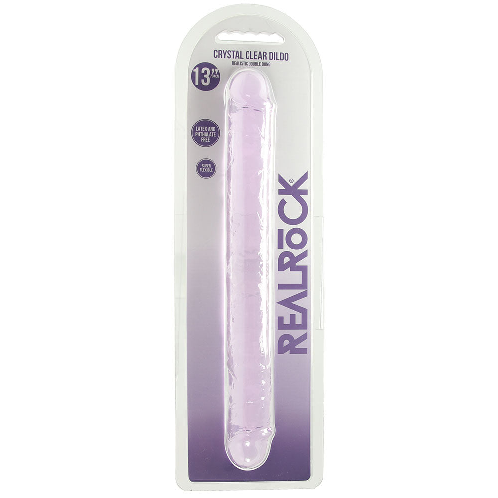 RealRock Crystal Clear Jelly 13 Inch Double Dildo in Purple