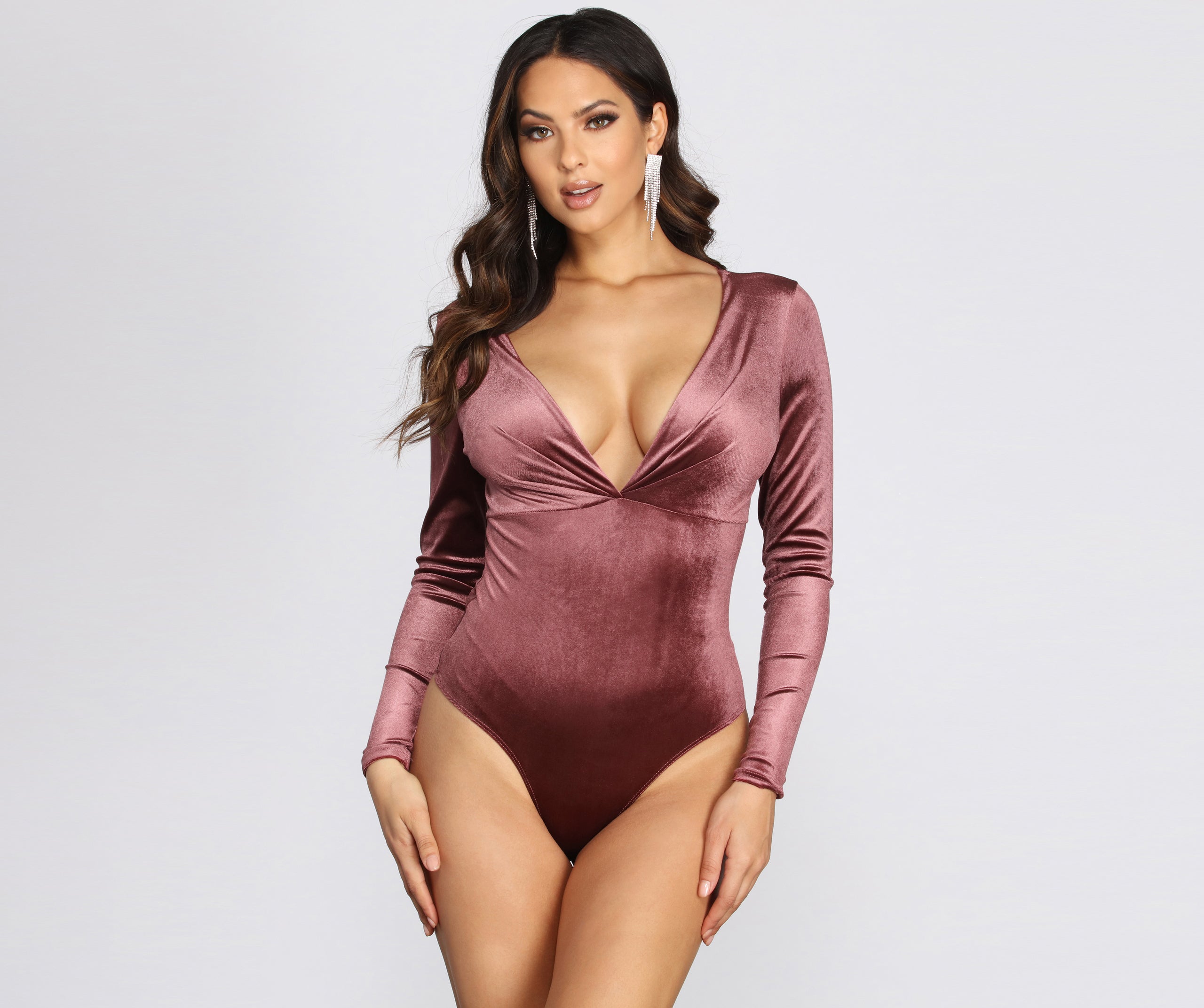 Pleated Detail Velvet Bodysuit