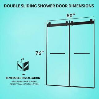 TOOLKISS 58 in. to 60 in. W x 76 in. H Sliding Frameless Shower Door Soft Close in Matte Black with Clear Glass TK19069MB