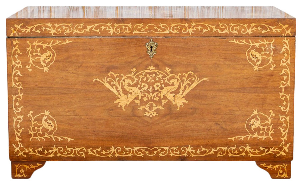 Large Walnut Marquetry Inlay Chest   Victorian   Accent Chests And Cabinets   by De cor  Houzz