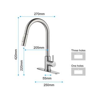 Toject Ballard Touch Single-Handle Pull-Down Sprayer Kitchen Faucet with Dual Function Sprayhead in Brushed Nickel BST001NS