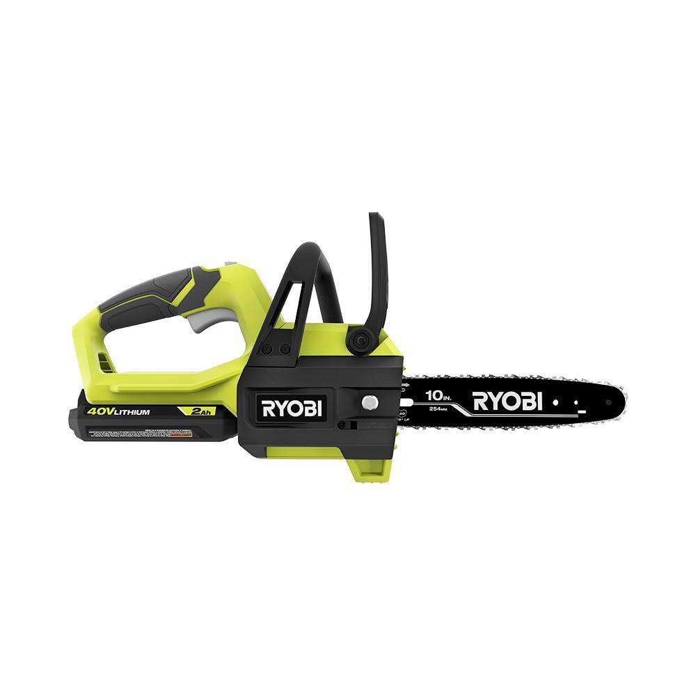 RYOBI 40V 10 in. Battery Powered Chainsaw with 2.0 Ah Battery and Charger RY40570