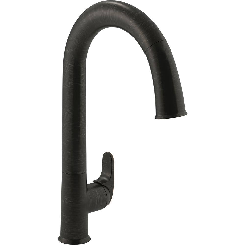 KOHLER Sensate Single-Handle Pull-Down Sprayer Kitchen Faucet with Kohler Konnect in Matte Black K-72218-WB-BL