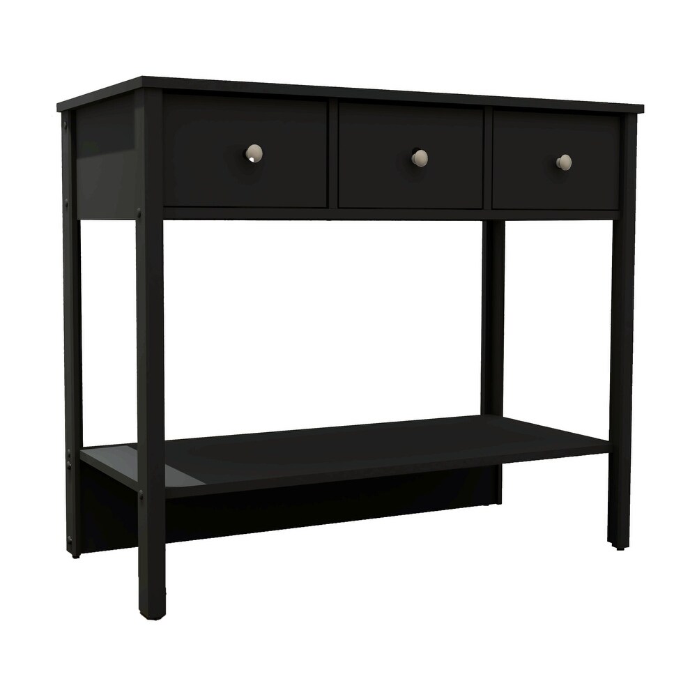 Boahaus Pierrefort Modern Console Table with Drawers  One Shelf  and Metal Knobs.