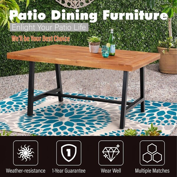 2-Piece Patio Wooden Dining Set，1 Wooden Table and 1 Wooden Bench -  - 34496974