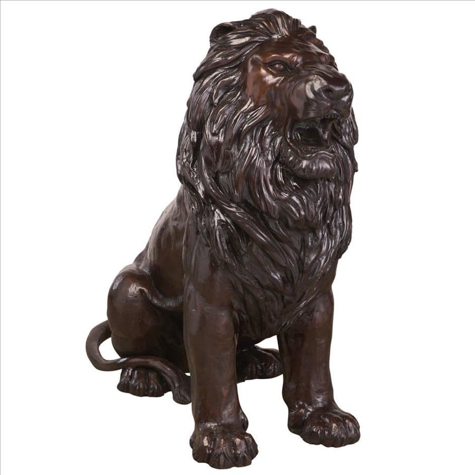 Sentinel Lion Cast Bronze Garden Statue Set by Design Toscano