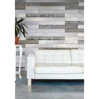 Easy Planking Thermo-treated 14 in. x 5 in. x 4 ft. White Gray and Black Barn Wood Wall Planks (10 Sq. ft. per 6 Pack) 11133