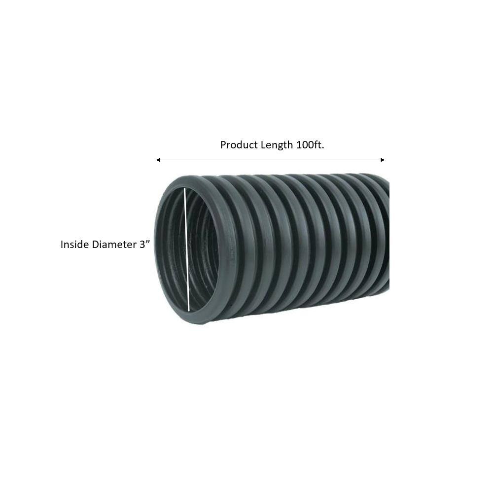 Advanced Drainage Systems 3 in. x 100 ft. Singlewall Solid Drain Pipe 03510100