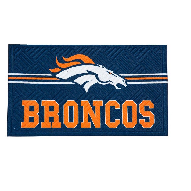 Evergreen Nfl Denver Broncos Embossed Mat Cross Hatch Indoor And Outdoor Doormat