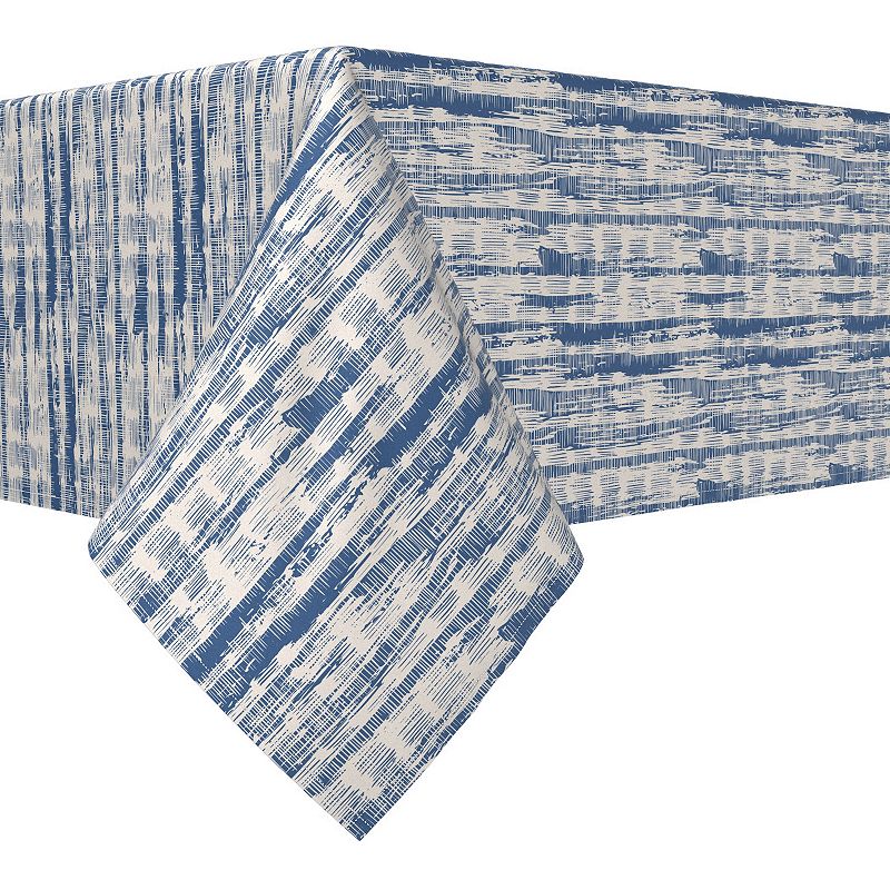 Rectangular Tablecloth， 100% Polyester， 60x104， Blue Batik Stripe