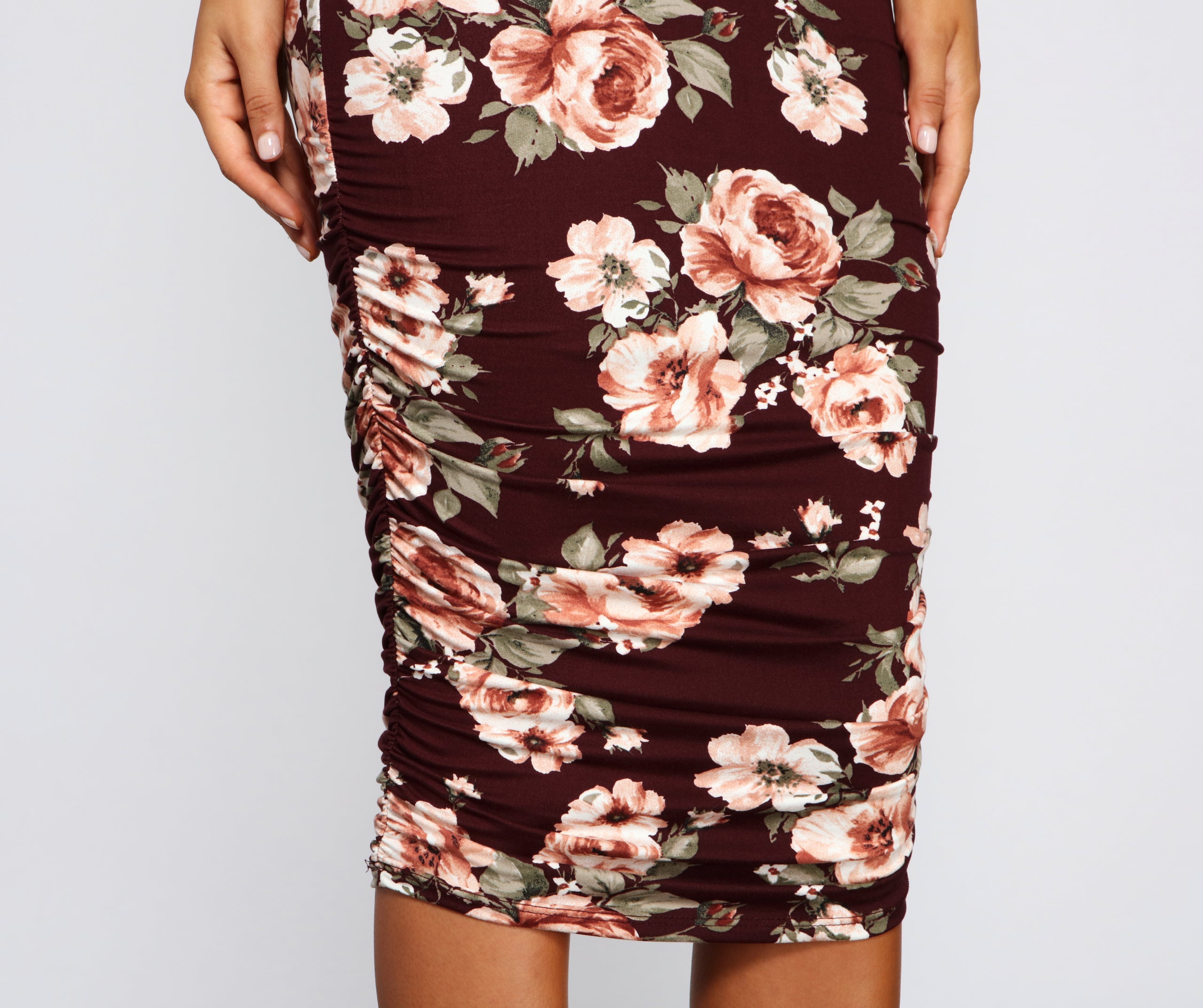 Floral Lover Ruched Midi Dress