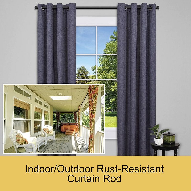 Kenney Weaver Rust-Resistant Indoor/Outdoor Cap End Adjustable Curtain Rod Set