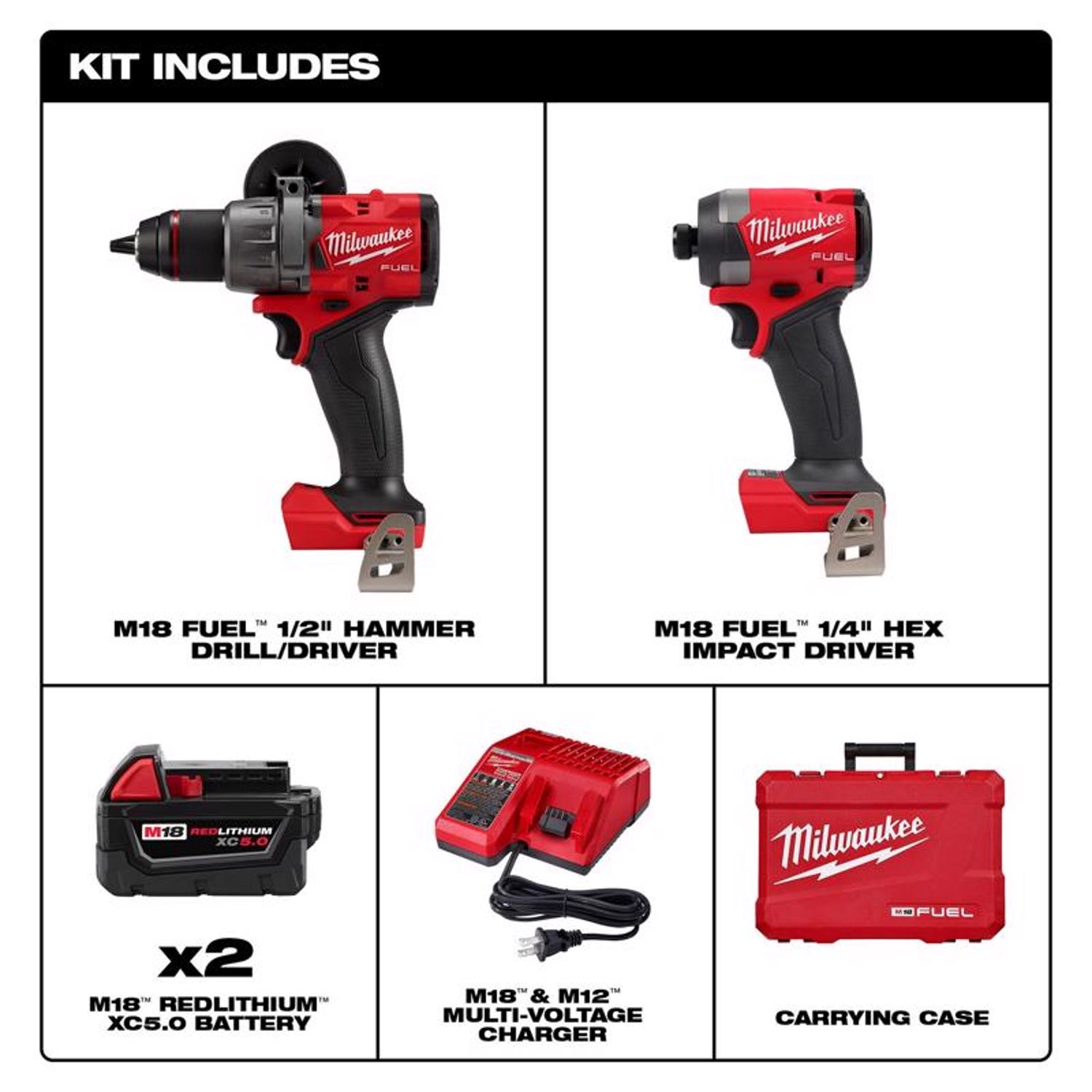 MW M18 FUEL 18 V Cordless Brushless 2 Tool Combo Kit