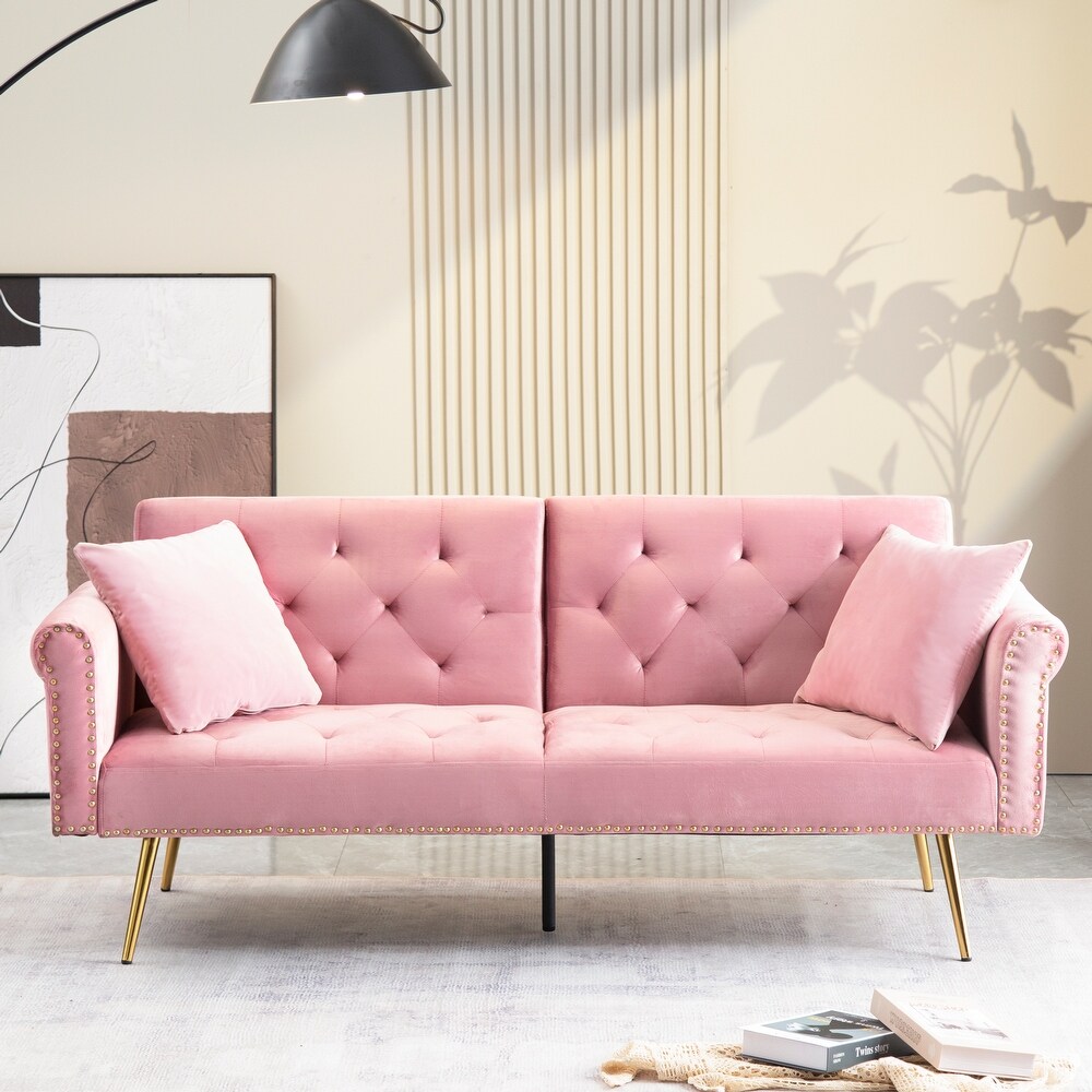 Modern Velvet Upholstered Sleeper Sofa