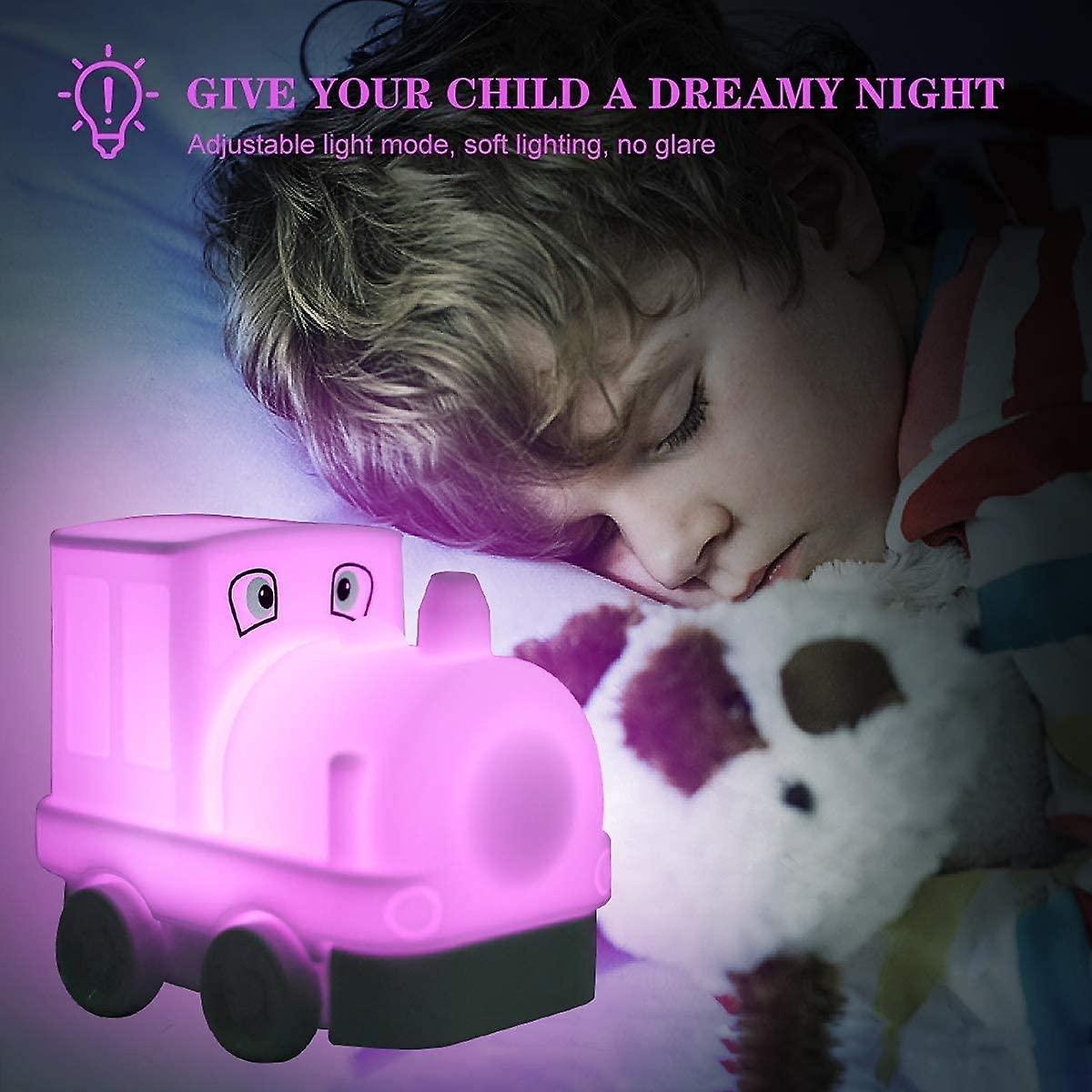 Night Light For Kids， Usb Rechargeable Lamp， 9 Colors-changing Baby Night Light，remote and Touch Control Adjustable Brightness Night Light- Train