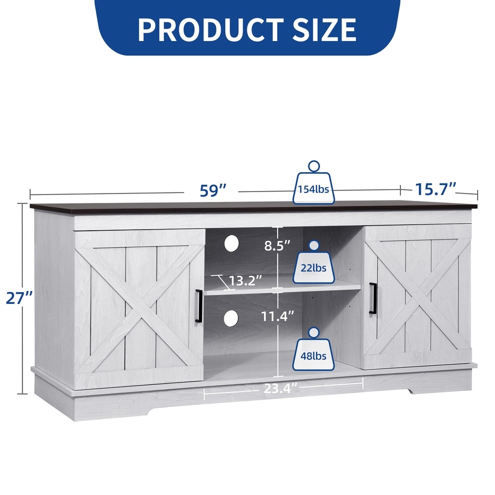 Farmhouse TV Stand for 65 Inch TV Media Console Entertainment Center Rustic Barn Doors