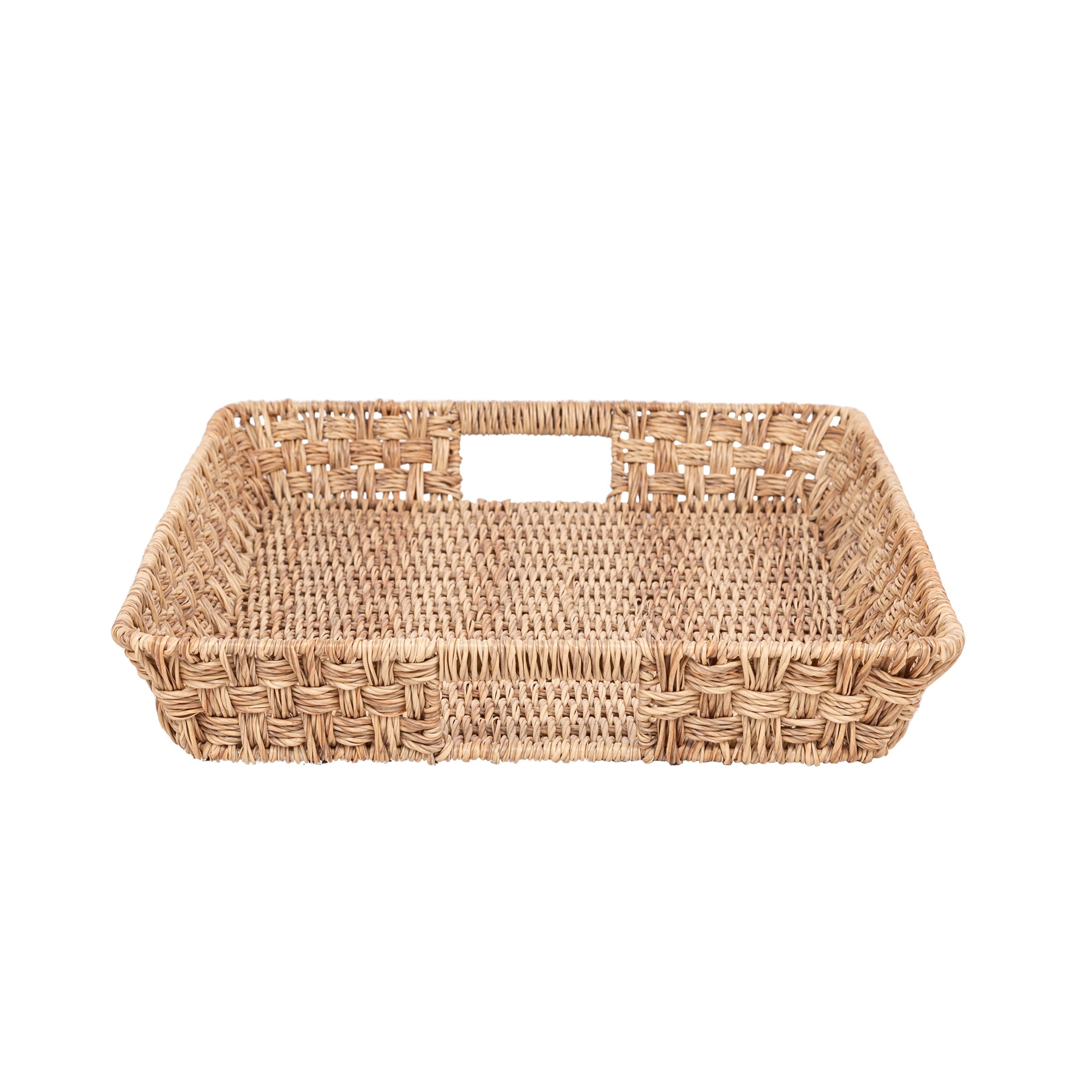 Better Homes and Gardens- Beige Rectangle Rattan Serving Tray， 21x15