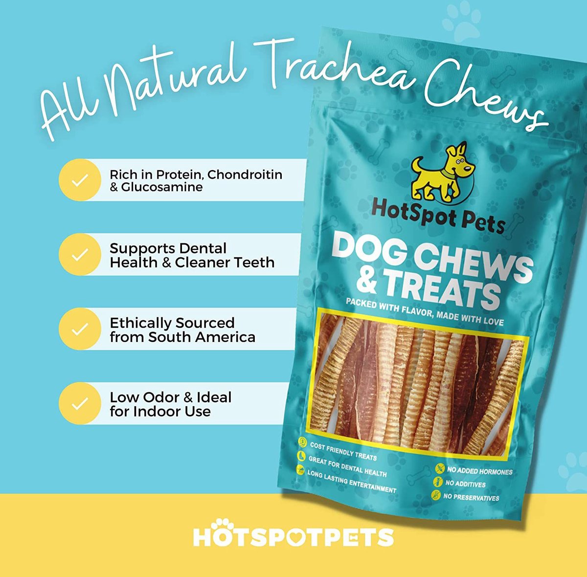 HOTSPOT PETS 6-in Whole Beef Trachea Tubes Chews Dog Treats