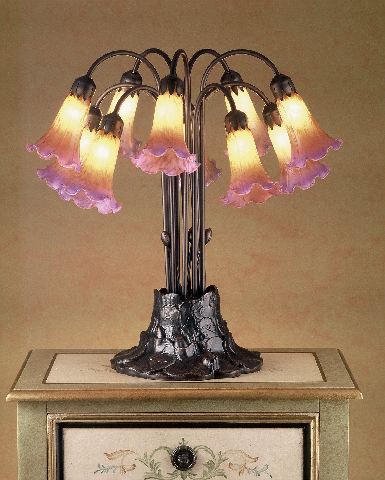 Meyda Tiffany 14429 Stained Glass / Tiffany Table Lamp From The Lilies Collection -