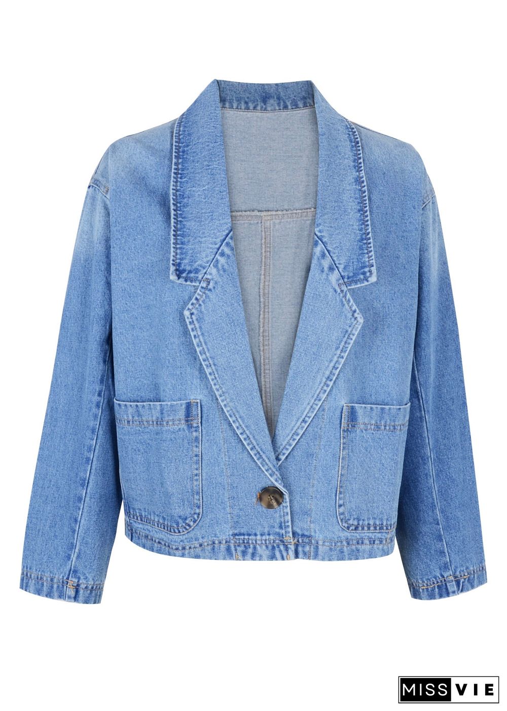 Lapel Collar Denim Blazer Jacket