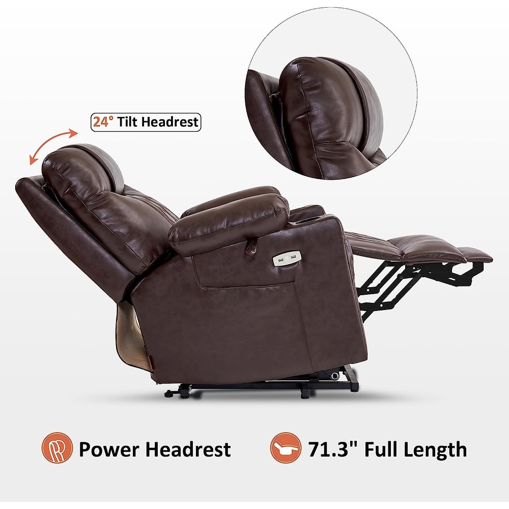 MCombo Lift Recliner Chair with Massage and Dual Heat  Adjustable Headrest  Faux Leather 7111