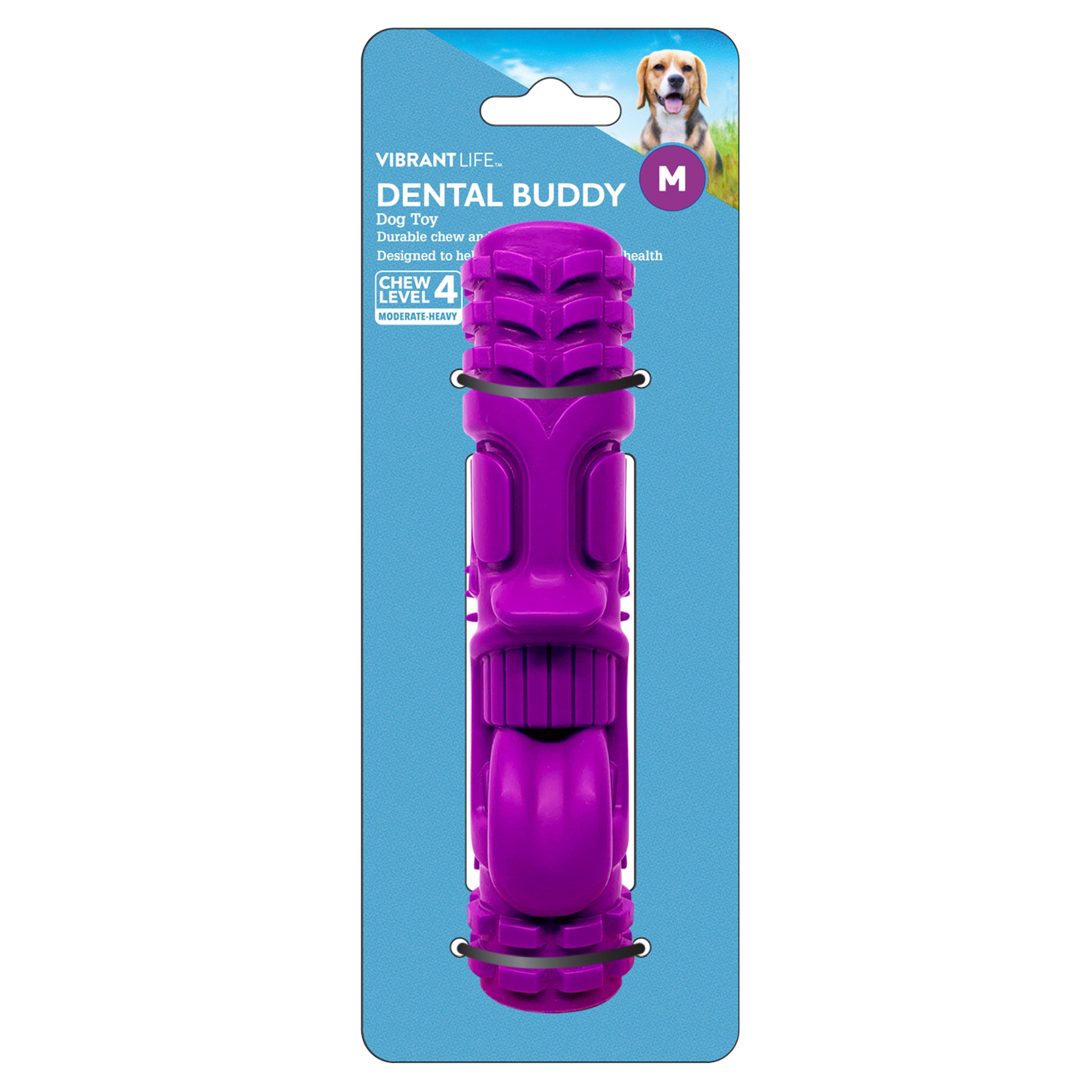 Vibrant Life Rubber Tiki Dental Chew Toy for Dogs， 7 inches