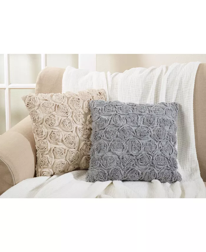 Saro Lifestyle Rose Texture Decorative Pillow， 17 x 17