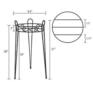 Gilbert  Bennett 21 in. Canterbury Scroll Top Metal Plant Stand SCBPS1021-B