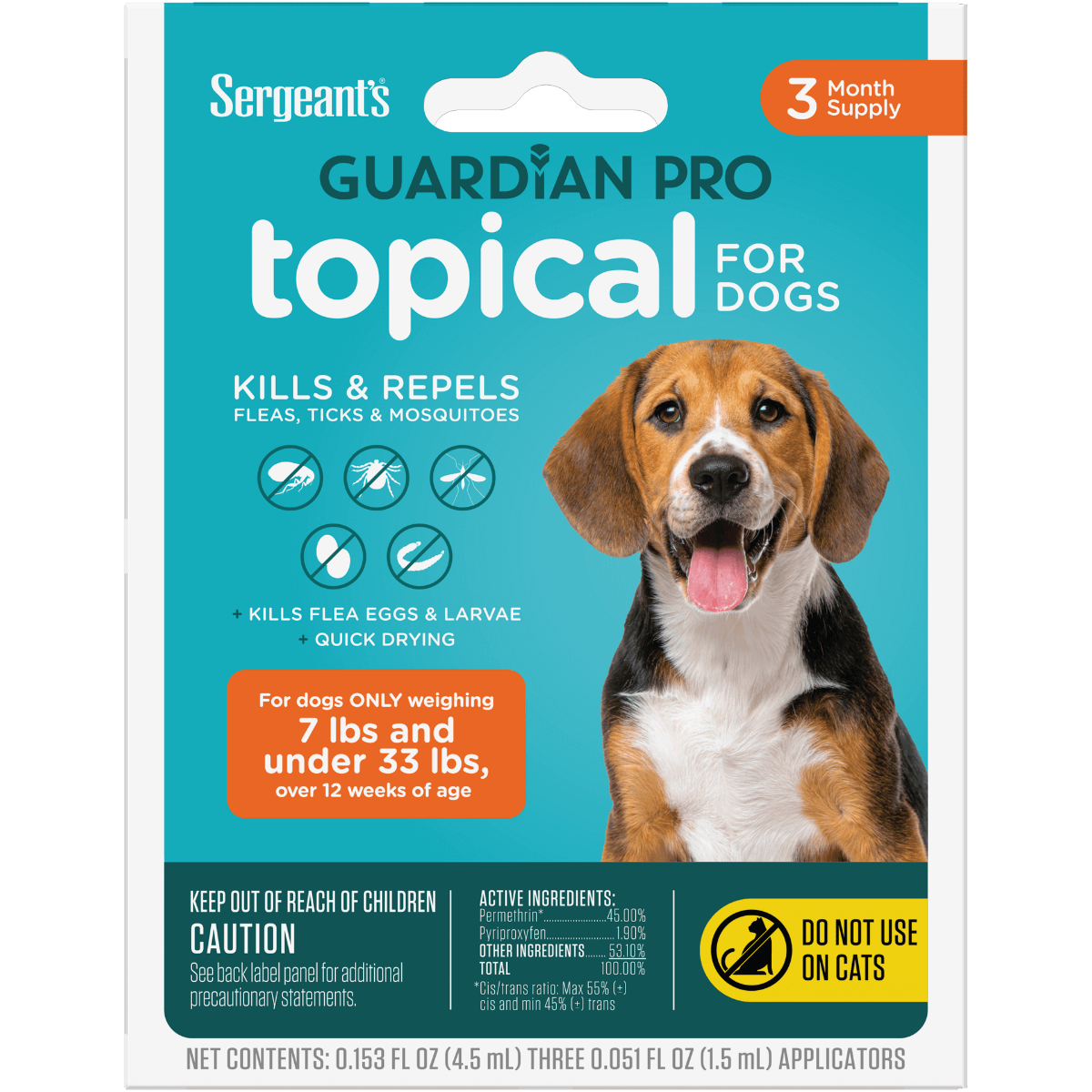 Sergeant’s GUARDIAN® PRO Flea and Tick Topical for Dogs >33Lbs