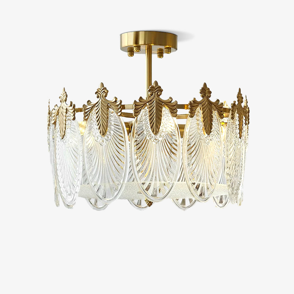 Decorative Pattern Glass Round Chandelier