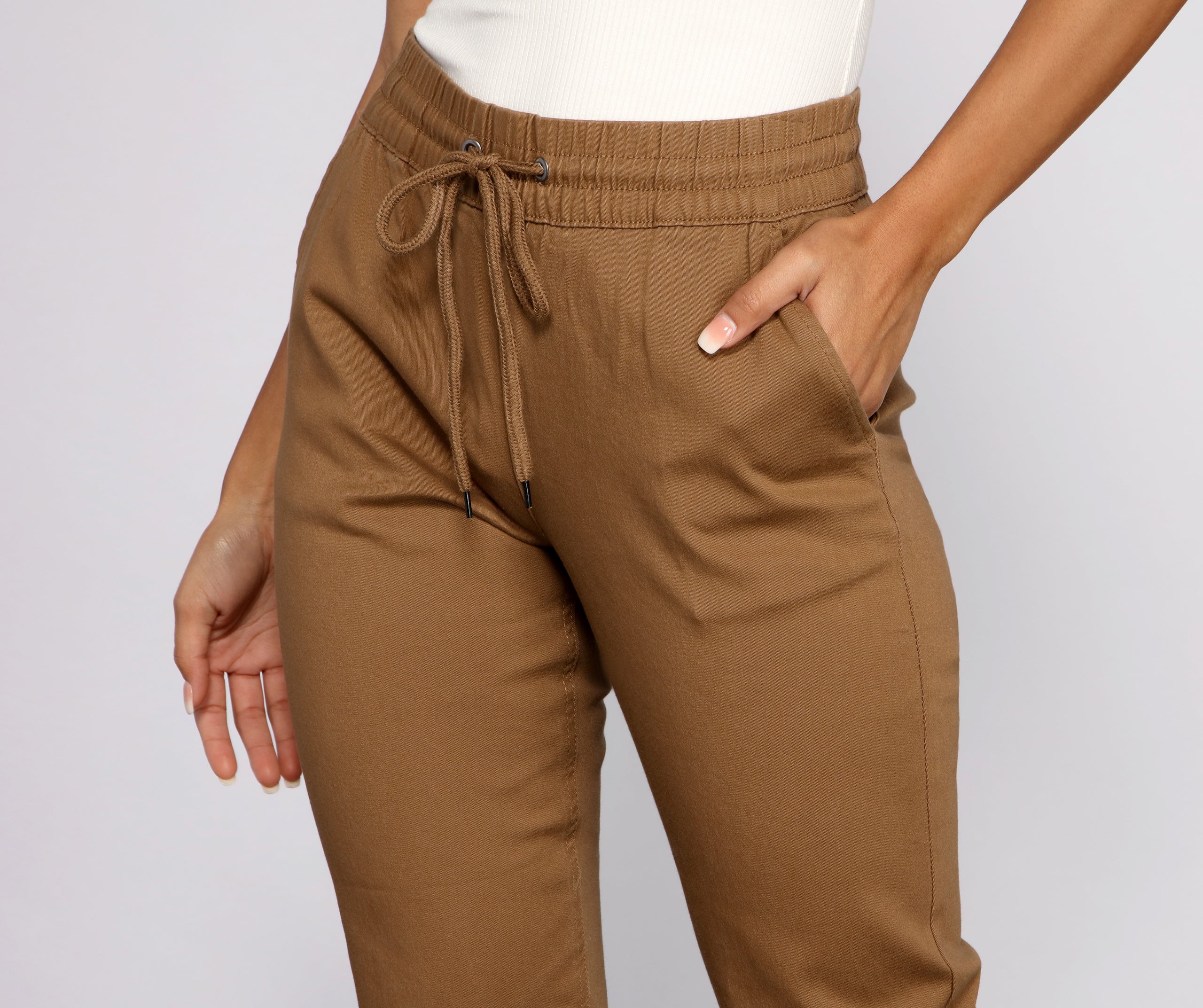 Basic High Waist Twill Joggers