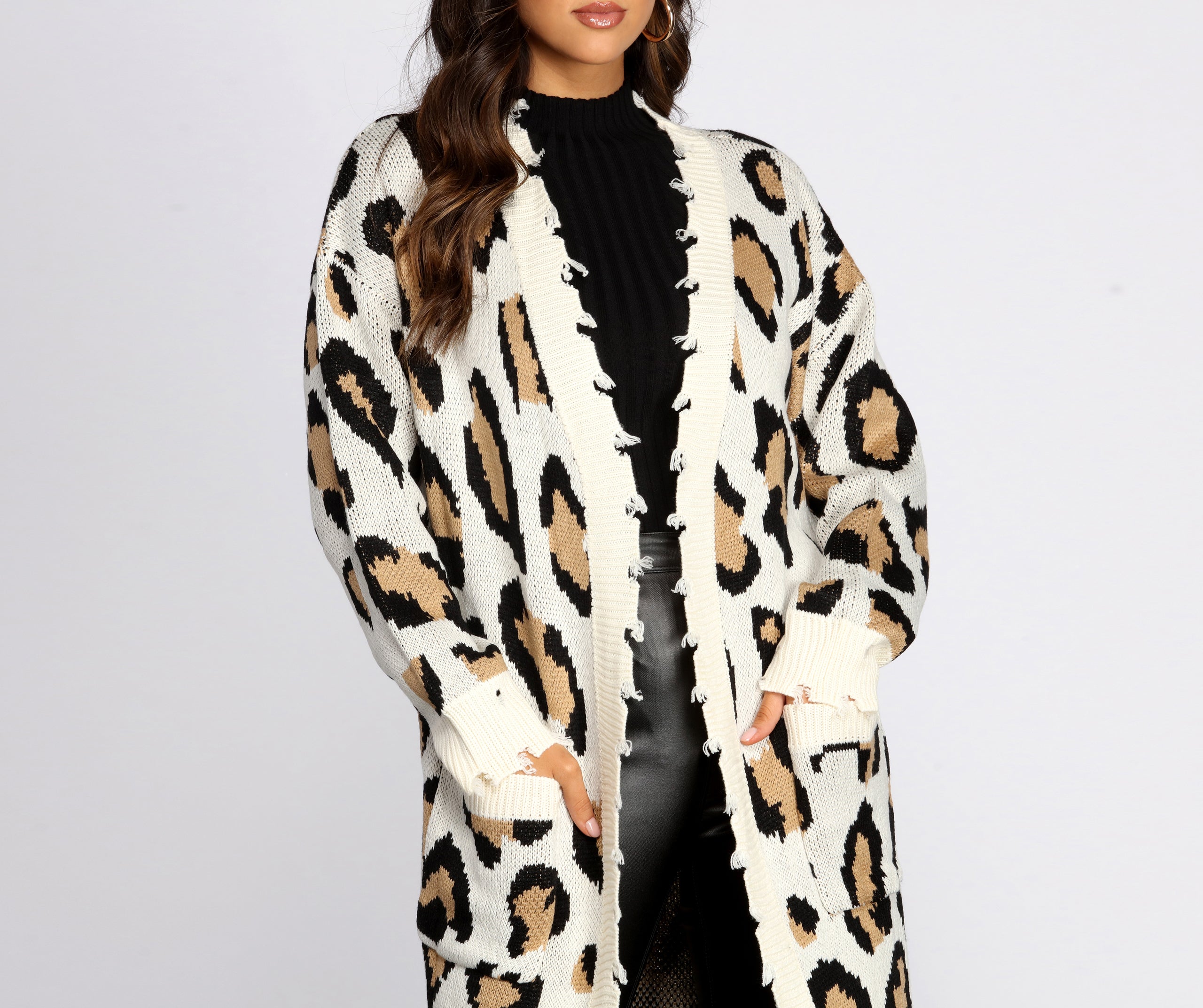 Distressed Leopard Print Duster