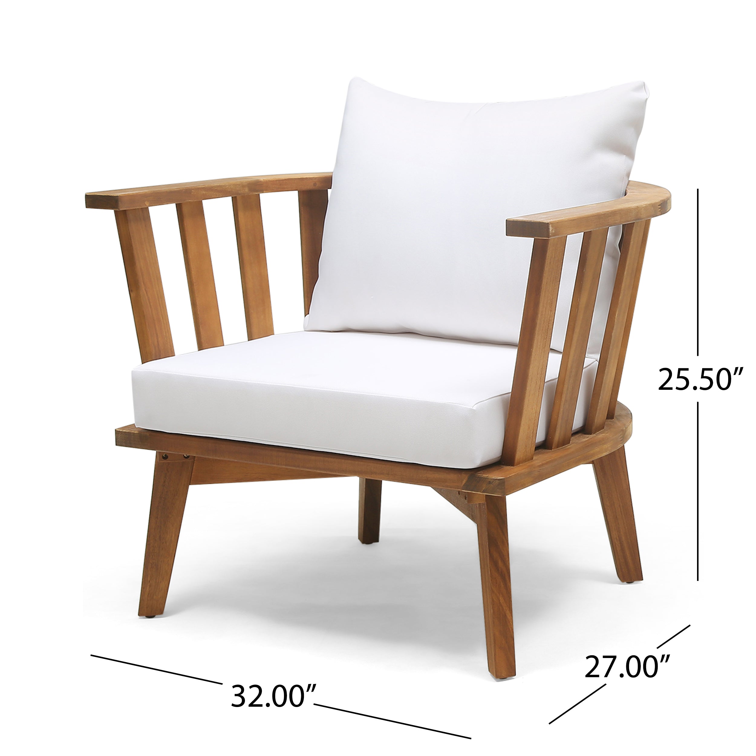 Simona Outdoor Acacia Wood Club Chair and Side Table Set