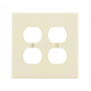 Leviton 1-Gang Midway Size 2-Duplex Receptacles Plastic Wall Plate Light Almond 80516-T