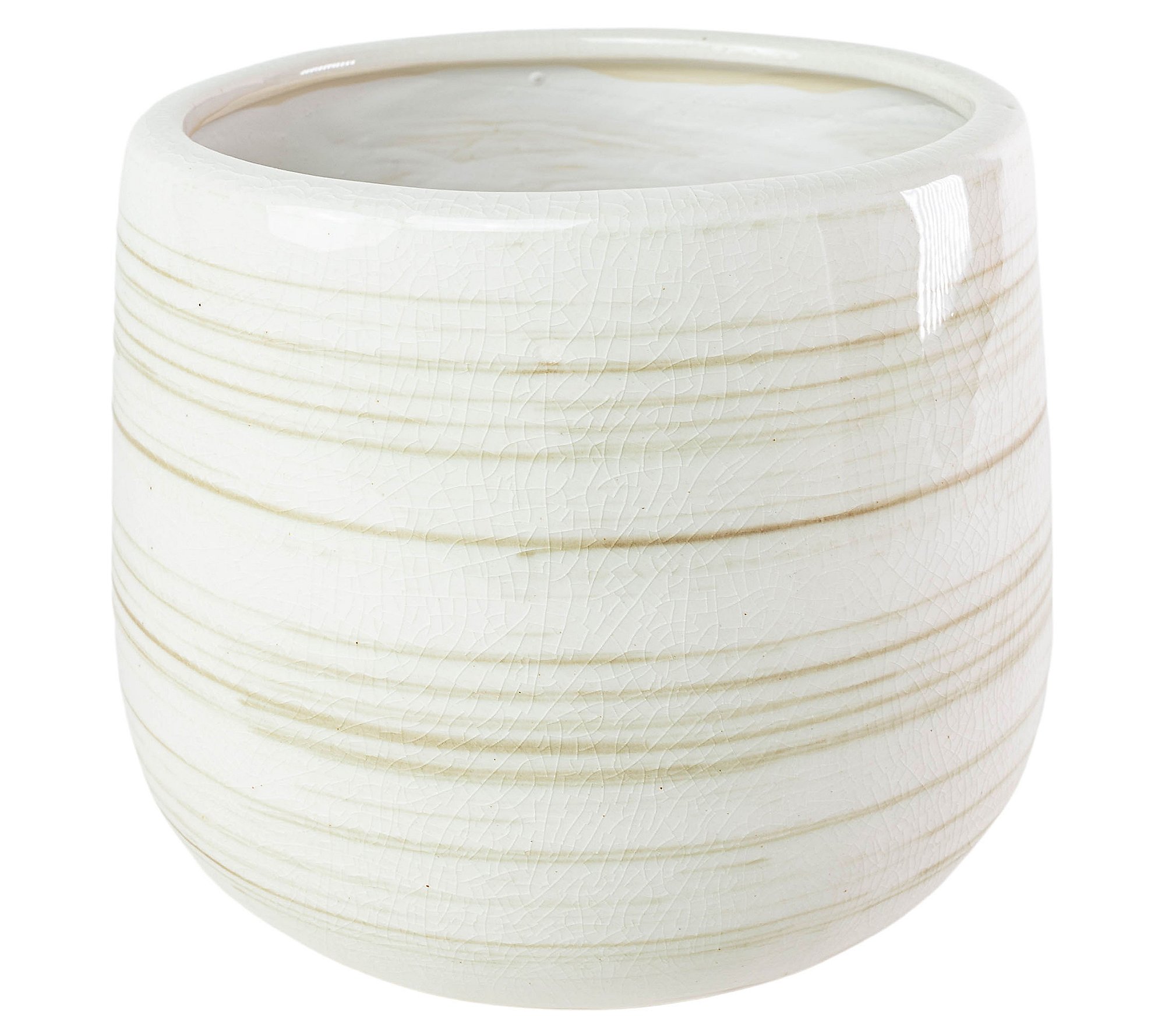 Foreside Home and Garden White Swirl Stoneware Planter