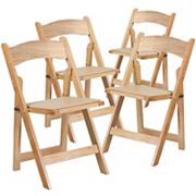 Emma and Oliver 4 Pack Wood Folding Chair with Vinyl Padded Seat