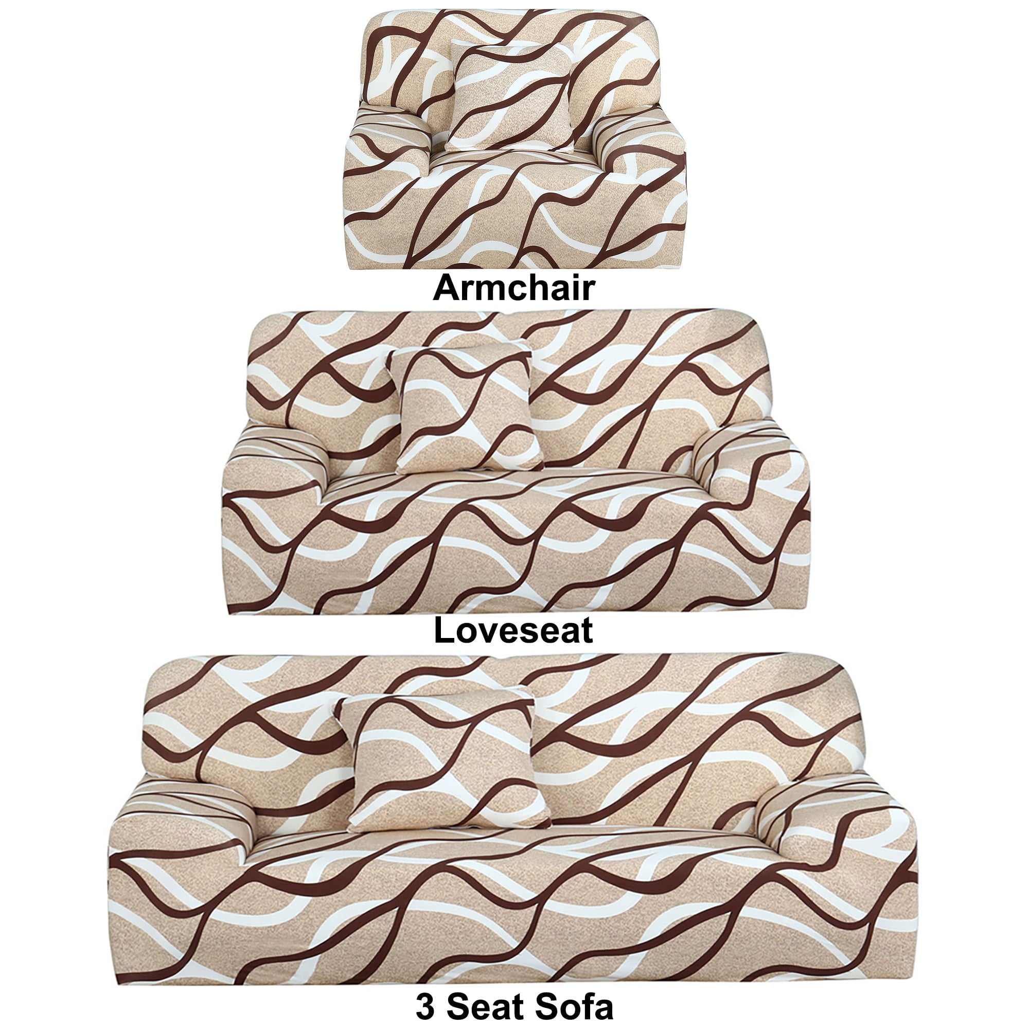 Unique Bargains 3pcs Sofa Cover Set for Sofa Loveseat Arm Chair Couch Slipcover Furniture Protector Geometric