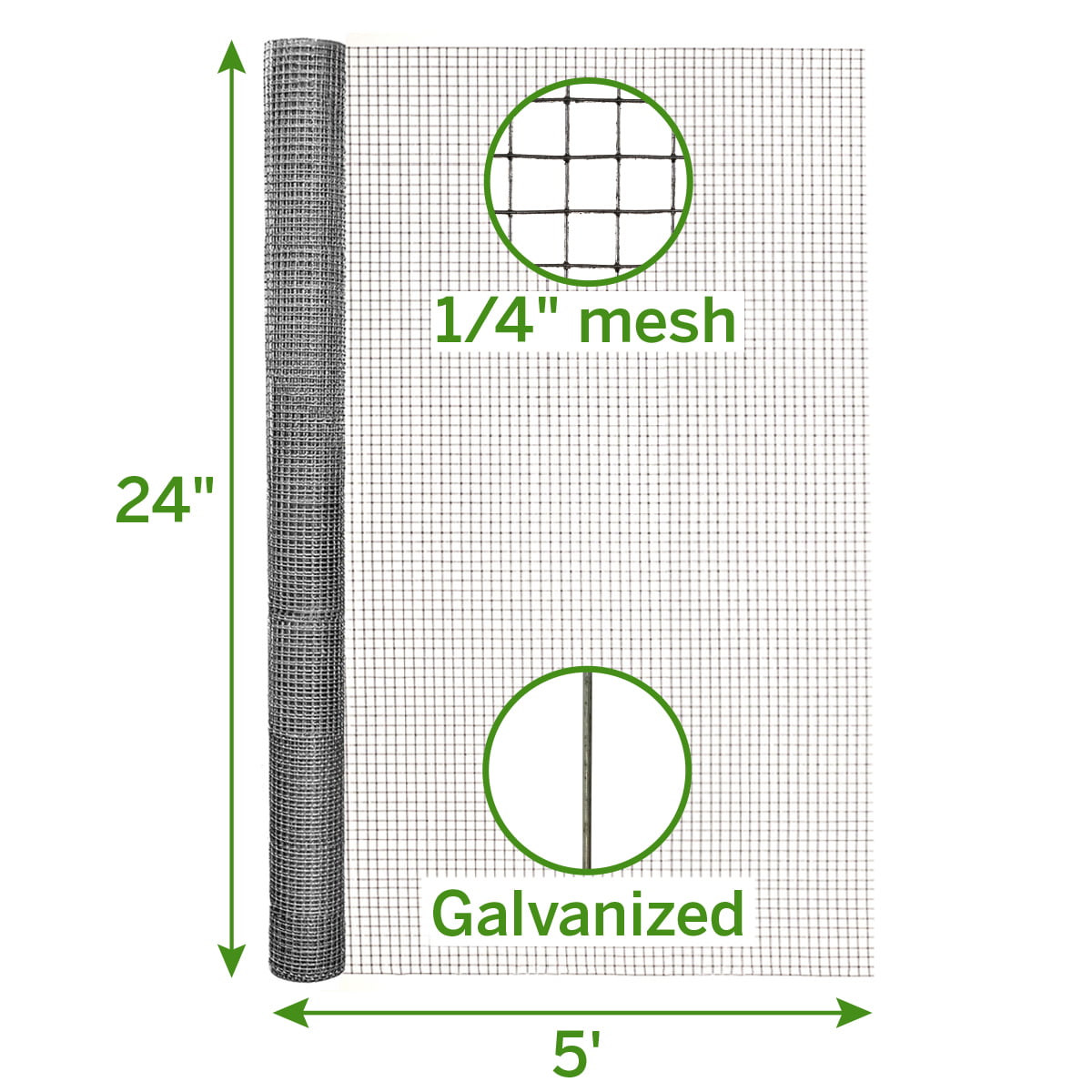 Expert Gardener Gray Galvanized Steel Hardware Cloth, 5'L x 24"H