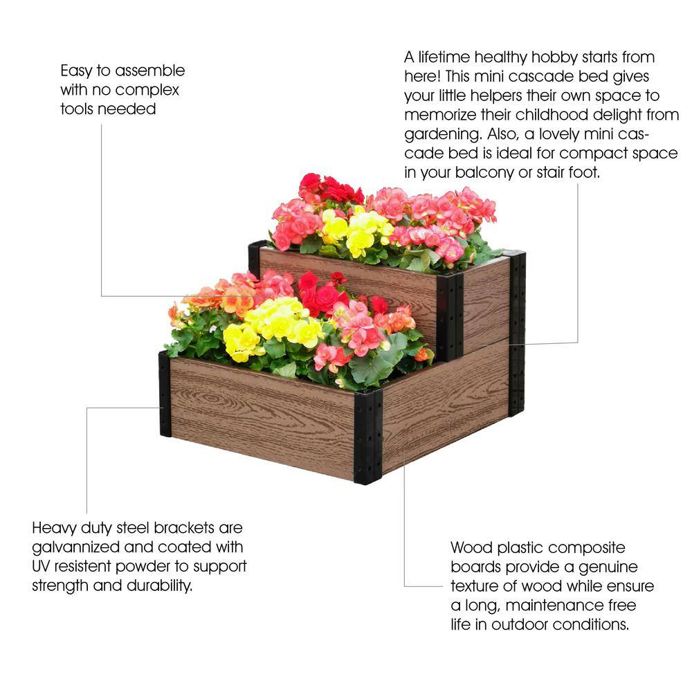 EverBloom 21 in. L x 24 in./12 in. W x 7 in./14 in. H Composite Mini Cascade Garden Bed R0714C2124