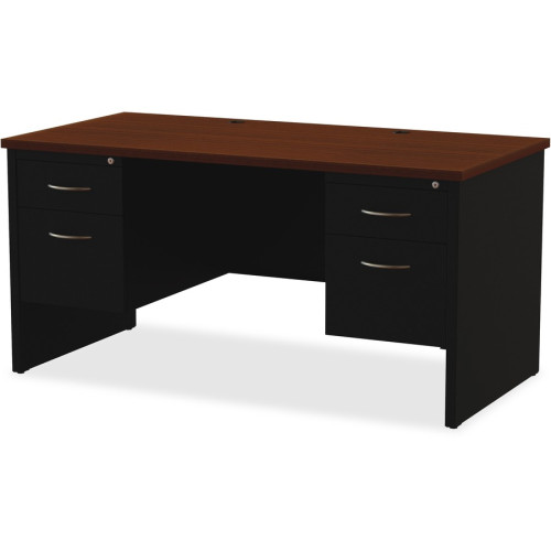 Lorell Walnut Laminate Commercial Steel Desk Series Pedestal Desk - 4-Drawer (79141)