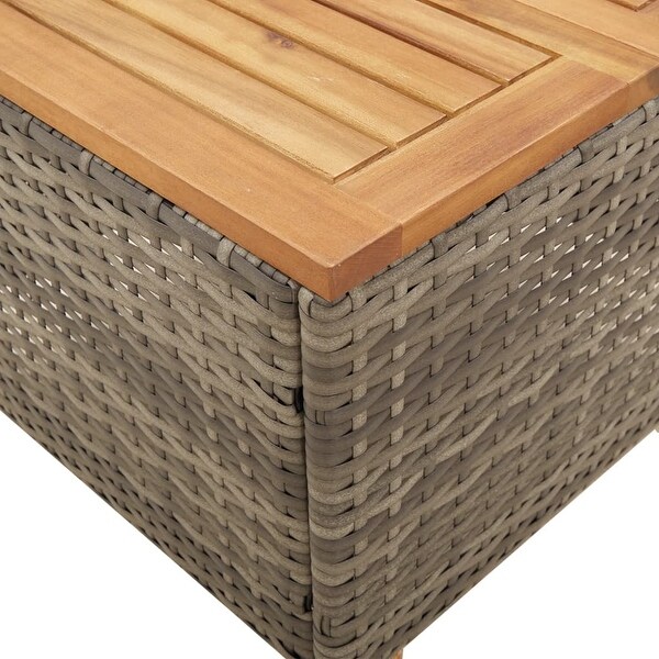 vidaXL Patio Table Side Coffee Table Outdoor Furniture Poly Rattan Acacia Wood