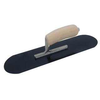 MARSHALLTOWN 8 in. x 3 in. Fully Rounded Exposed Rivet Blue Steel Trowel - Wood Handle SP81BR6